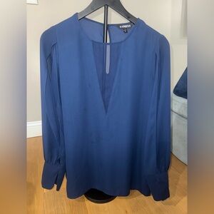 Express Royal Blue V-Neck Top